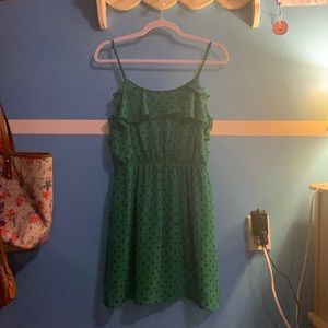 Forever 21 Green and Black Dot Dress